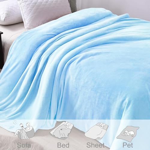 Soft Fleece Throw Blanket for Couch (Ice Blue / Throw (50" x 60"))