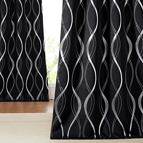 Black Out Curtains 102 inch Long 2 Panels Burg for Living Room (1 - Black / 52"W x 102"L (Pack of 2))
