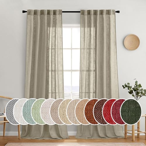 Oatmeal Linen Curtains 52x108 Inch Long for Bedroom and Living Room (52"W x 108"L (Pack of 2) / Oatmeal)