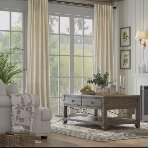 Burlywood Birch Natural Linen Curtains 92 Inch Length 2 Panels Set Back Tab Light Filtering Living Room Curtain Drapes Office Modern Minimalist Decor Farmhouse Boho Neutral Semi Sheer Curtain 92 Long (52"W x 92"L (Pack of 2) / Burlywood Birch)