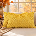 Faux Fur Mustard Yellow Throw Pillow Covers 12x20 Set of 2 (20" x 12" (Pack of 2) / Mustard Yellow)