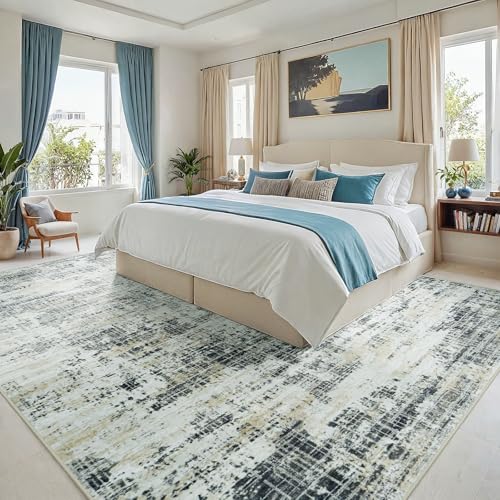 10x12 Washable Area Rug for Living Room Bedroom (Black Gray/Gold / 10' x 12' (Rectangular))