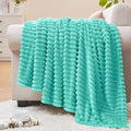 3D Ribbed Jacquard Aqua Fleece Throw Blanket for Couch (Aqua / Throw(50"x60"))