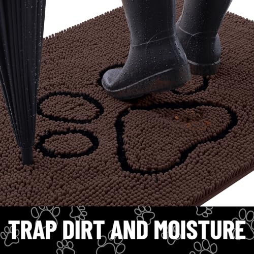 Dog Door Mat for Muddy Paws (40"X32" / Brown and Black)