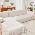 2 Piece Sectional Couch Cover for L Shape Sofa Khaki White XL (Khaki White / X-Large)