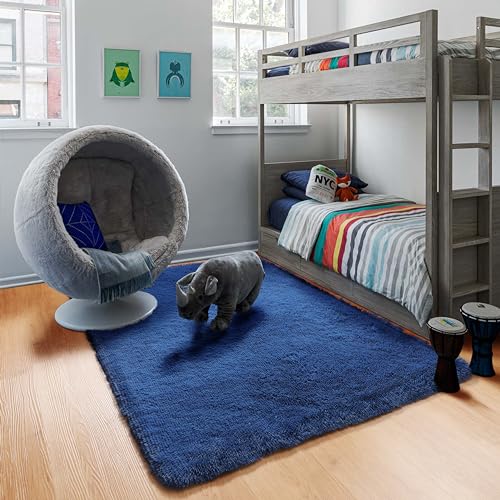 Navy Area Rugs for Boys Bedroom Living Room (Navy Blue / 4' x 6' (Rectangular))