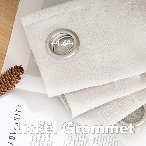 Elegant Natural Linen Blended Energy Efficient Light Filtering Linen Textured Curtains (52"W x 54"L (Pack of 2) / Heathered Natural)