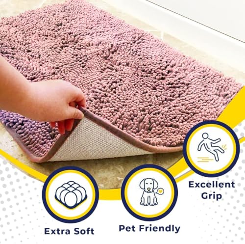 Super Water Absorbent Door Mat Indoor (Light Pink / 24" x 36")