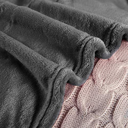 Large Flannel Fleece Throw Blanket (Two Pack 50"x70" / Grey)