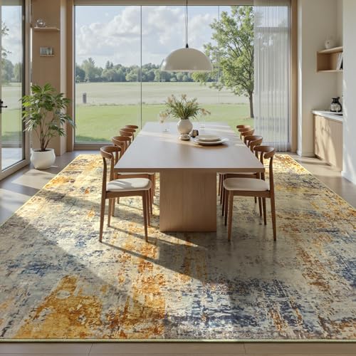 Living Room Rug 6x9 Beige Area Rug Machine Washable Boho Rug Non Slip Abstract Vintage Indoor Large Rugs for Bedroom (Beige / 6' x 9' (Rectangular))