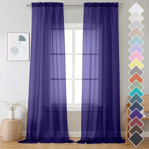 Purple Sheer Curtains 108 Inches Long (Purple / 42"W x 108"L (Pack of 2))