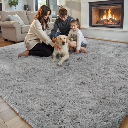 5x8 Light Grey Shag Area Rug for Living Room (Light Grey / 5' x 8' (Rectangular))