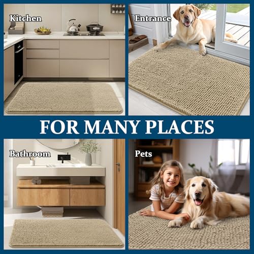 Dog Door Mat for Muddy Paws 70x24 (Beige / 70" X 24")