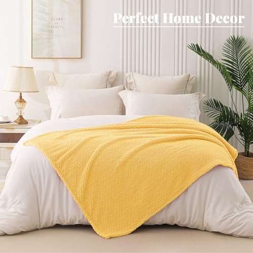 Extra Large Soft Fleece Throw Blanket for Couch (Yellow / Throw(50x70 In))