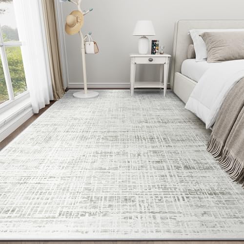 10x14 Washable Area Rug for Living Room Bedroom (White Gray / 10' x 14' (Rectangular))