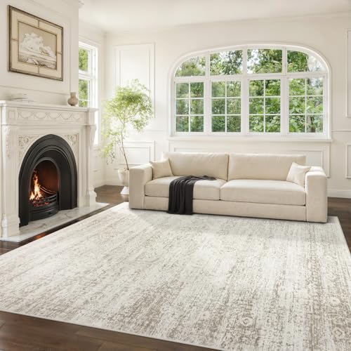 Washable Rugs 8x10 Area Rugs for Living Room (8' x 10' (Rectangular) / Beige-ivory-cream-brown-camel)