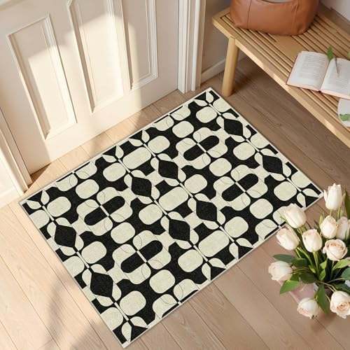 2x3 Entryway Rug Small Vintage Boho Door Mat (Black Beige / 2' x 3' (Rectangular))