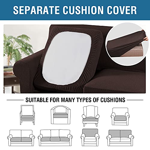 4 Piece Stretch Sofa Covers for 3 Cushion Couch Covers for Living Room Furniture Slipcovers (Large / Chocolate)