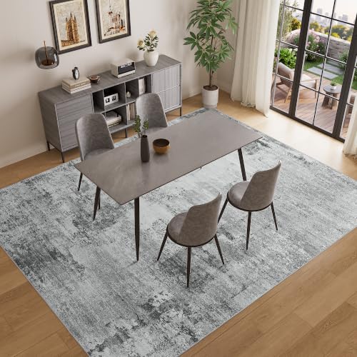 5x7 Area Rug for Living Room Soft Washable Abstract Rug (Black Gray / 5' x 7' (Rectangular))