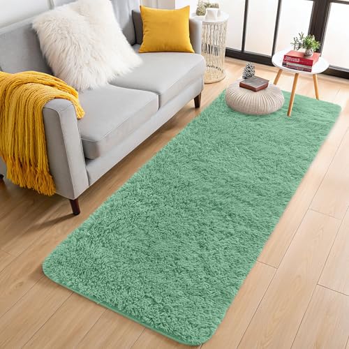 2x8 Machine Washable Runner Rugs for Hallway (2x8 Ft / Mint Green)