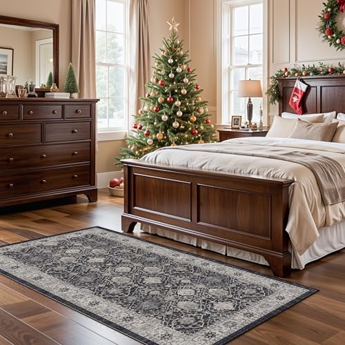 Hallway Washable Runner Rug (3' x 6' (Rectangular) / Black/Navy)