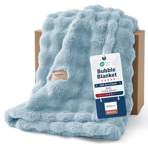 Cloud Bubble Soft Throw Blanket for Couch (Light Blue / Throw (50" X 60"))