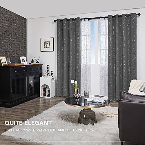 Living Room Curtains 95 Inches Long (Light Grey/Wave Dots / 52"W x 95"L (Pack of 2))