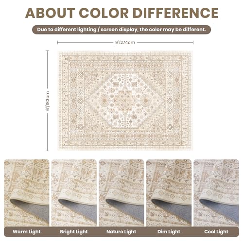 6x9 Area Rugs for Living Room (Cream/Beige / 6' x 9' (Rectangular))
