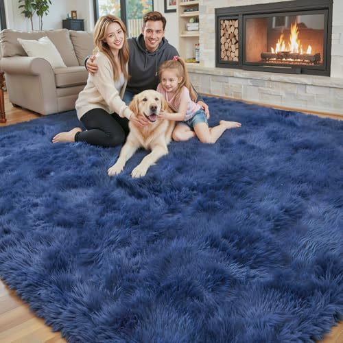 6x9 Shag Area Rug for Living Room (Royal Blue / 6' x 9' (Rectangular))