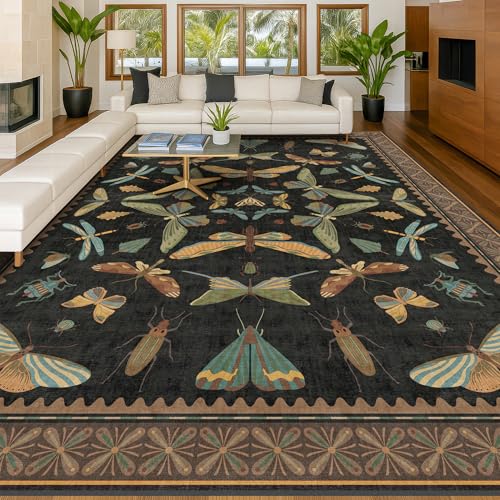 Large Black Rug for Living Room (9' x 12' (Rectangular) / Black / Multi)