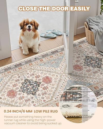 Hallway Runner Rug 2x12 Extra Long Washable Runner (Blue/Red/Multi / 2' x 12' (Runner))