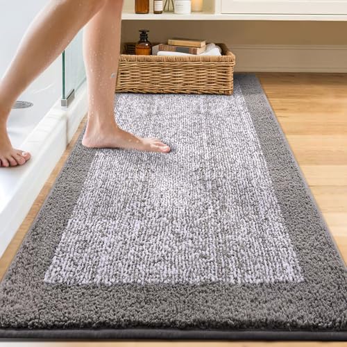 70x24 Bathroom Rugs Non Slip Washable (Light Grey / 2' x 5'10" (Rectangular))