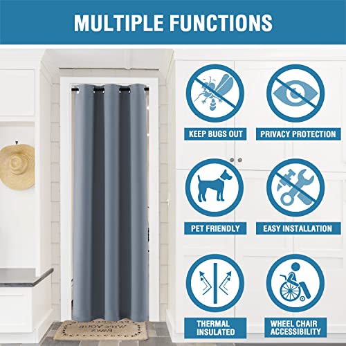 Doorway Curtain Blackout Closet Door Curtain Room Divider Window Treatment Curtain for Bedroom Thermal Insulated Privacy Drape Soundproof Grommet (42"W x 80"L (Pack of 1) / Stone Blue)