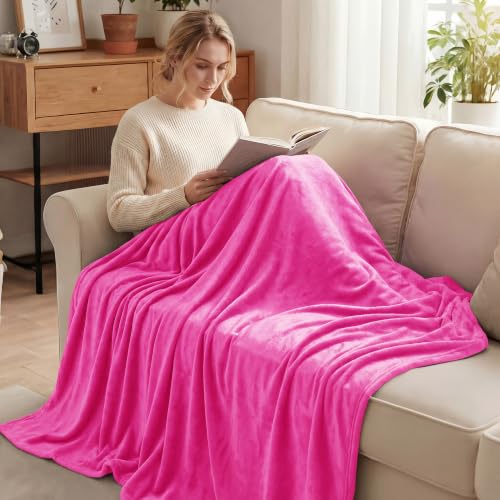 Soft Fleece Blanket Twin Size for Bed (Hot Pink / Twin (60" x 80"))