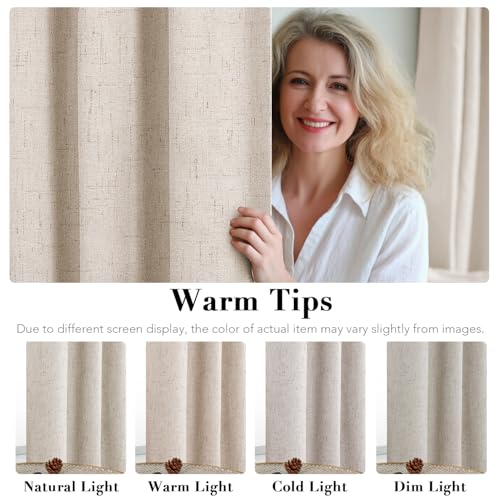 100% Blackout Linen Curtains 45" L 2 Panels Natural (Natural / 52"W x 45"L (Pack of 2))