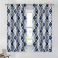 Moroccan 100% Blackout Curtains Bedroom Blue Grey 50x54 2 Panels (Grommet | Blue and Grey / 50"W x 54"L (Pack of 2))