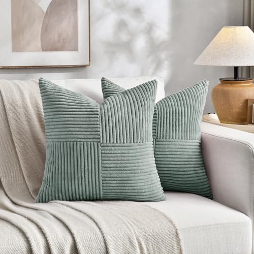 2 Packs Grey Blue Samll Decorative Throw Pillow Covers 12x12 Inch with for Couch Bed Sofa (Grey Blue / 12" x 12" (Pack of 2))