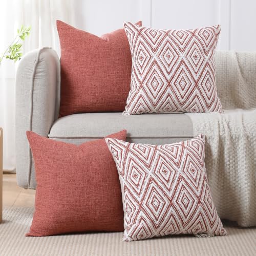 Throw Pillow Covers 18x18 (Coral / 18" x 18" (Pack of 4))