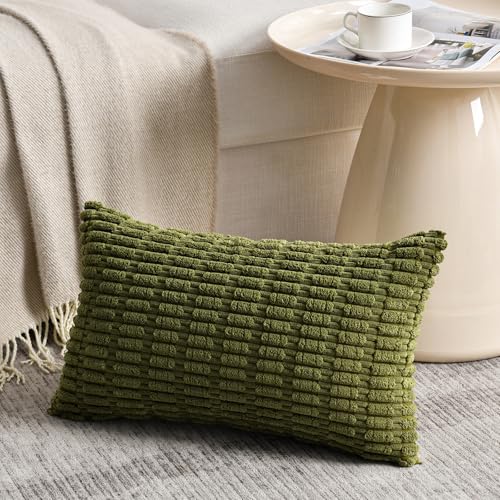 4 Packs Decorative Throw Pillow Covers for Living Room Couch Bed (24" x 12" (Pack of 4) / Moss Green)