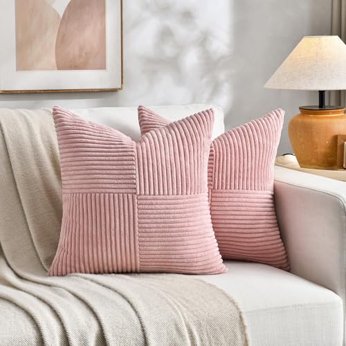 2 Packs Blush Pink Samll Decorative Throw Pillow Covers 12x12 Inch with for Couch Bed Sofa (Blush Pink / 12" x 12" (Pack of 2))