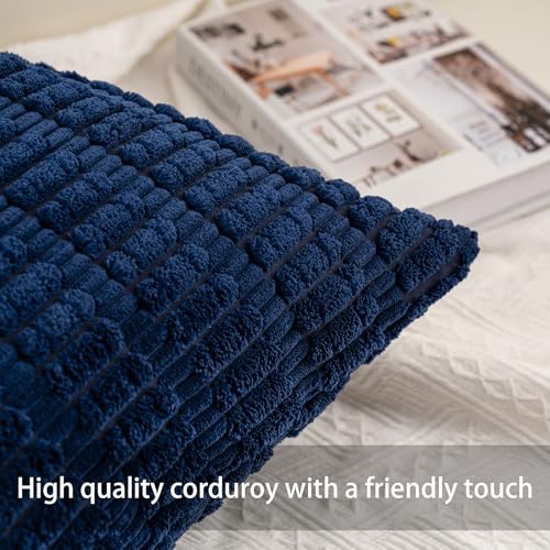 Pack of 2 Corduroy Decorative Throw Pillow Covers 16x16 Inch (Blue / 16" x 16" (Pack of 2))