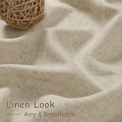 Eggshell Beige Linen Curtains for Living Room 98 Inches Long Light Filtering Semi Sheer Curtain Back Tab Rustic Farmhouse Decor Burlap Luxury Boho Drapes for Bedroom Dinner Room 52x98 (52"W x 98"L (Pack of 2) / Eggshell Beige)