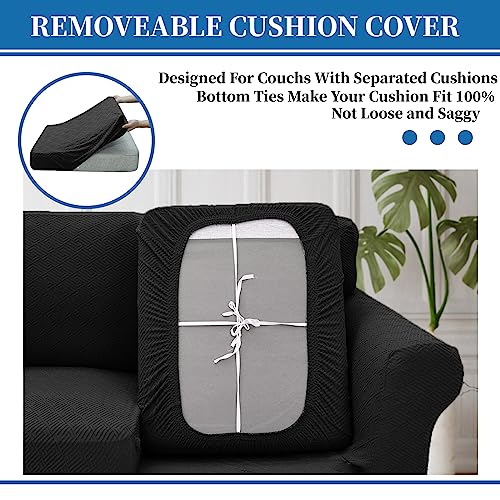 4 Piece Stretch X (91"-110"(3 Cushions) / Black)