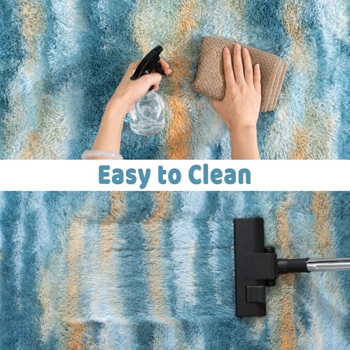 Soft Runner Rugs for Bedroom Hallways (2' x 4' (1 pc) / Abstract Blue)