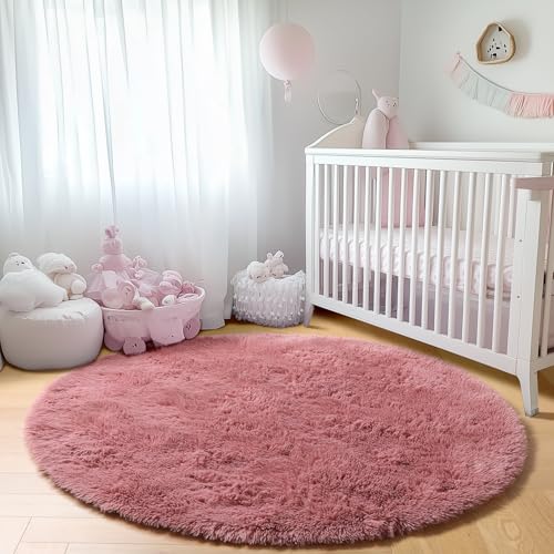Blush Round Area Rugs 5ft (Blush / 5' (Round))