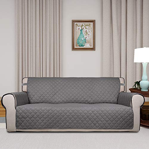 Reversible Quilted Sofa Cover Dog Couch Covers for Sofa (Large / Gray/Light Gray)