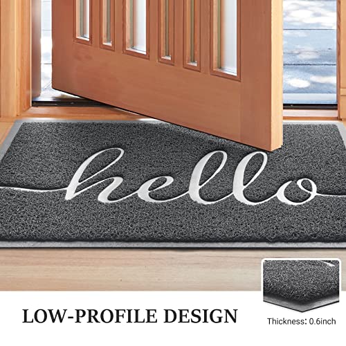 Door Mat Welcome Mat Floor Mat for Entryway (Dark Grey-hello / 2' x 3' (Rectangular))