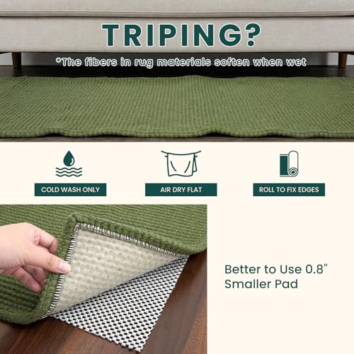 Indoor Door Mat 2x3 ft Small Area Rugs Washable Front Door Mat Non Slip Rubber Backed Entryway Rug Cotton Entrance Doormat for Front Porch Kitchen Bedroom (Olive Green/Earthy Green / 2' x 3' (Rectangular))