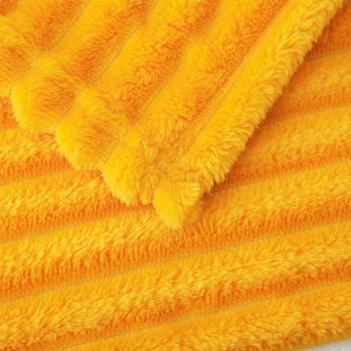 Gold Fleece Throw Blanket 90”×90” for Couch Sofa Livingroom (Gold / 90×90inch)