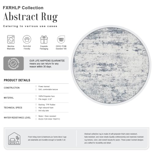Round Area Rug Living Room (Blue Grey / 8' (Round))